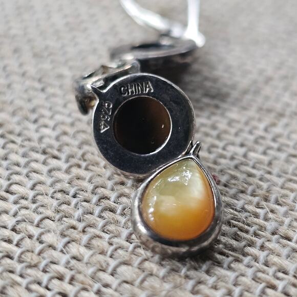 925 Sterling Silver Tone South African Tigers Eye Gemstone Drop Dangle Earrings - Picture 3 of 4